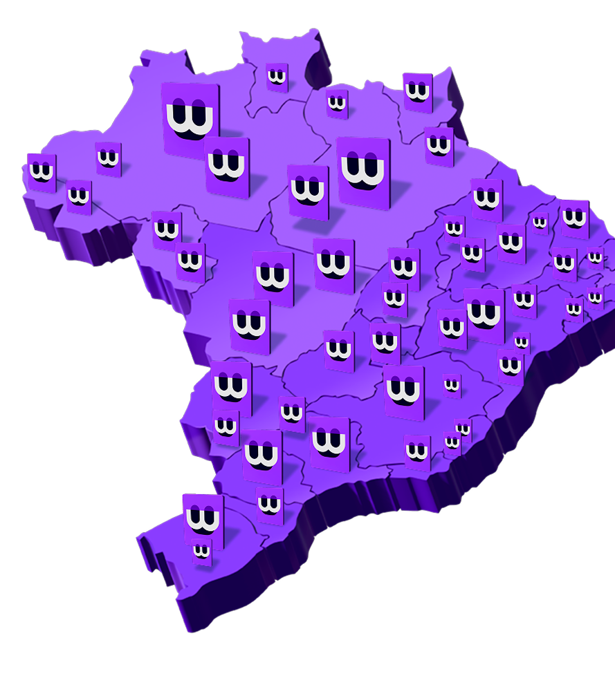 Mapa do Brasil com presença da Workers.ai
